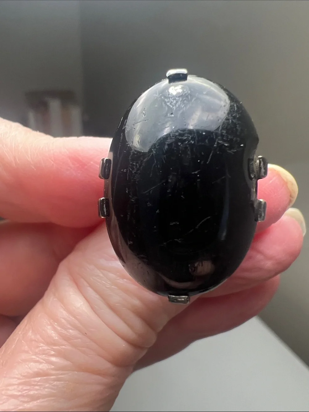 Bold & Beautiful Black Oval Statement Ring - Vintage